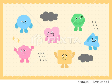 Vector illustration of cute geometric characters. 129405331