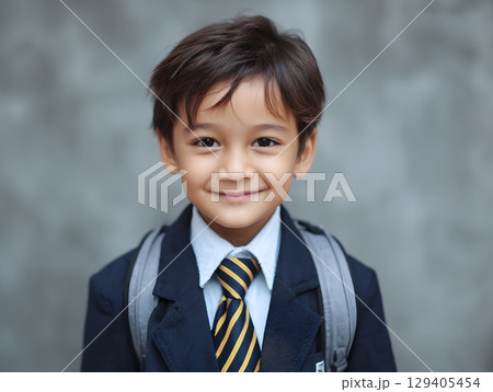 Primary education concept with young student in classic uniform 129405454