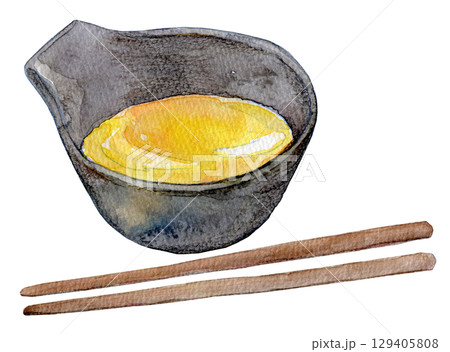水彩イラスト　手描きイラスト　溶き卵 129405808