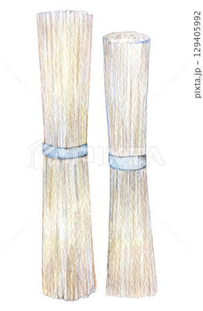 水彩イラスト　乾麺　ひやむぎ　そうめん 129405992