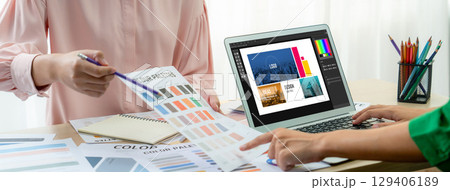 Graphic designer software for modern design of web page and commercial brisk ads Graphic designer software for modern design of web page and commercial brisk ads 129406189