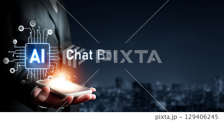Human interact with AI artificial intelligence virtual assistant FaaS 129406245