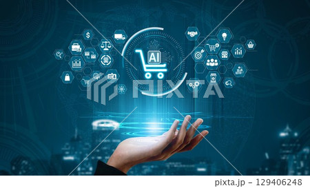 AI Ecommerce Shopping Technology with Data Analytic and Smart Retail Icons Muxer AI Ecommerce Shopping Technology with Data Analytic and Smart Retail Icons Muxer 129406248