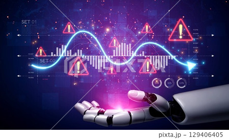 Economic Caution and Risk Alert in Volatile Market with Financial Warning Muxer 129406405