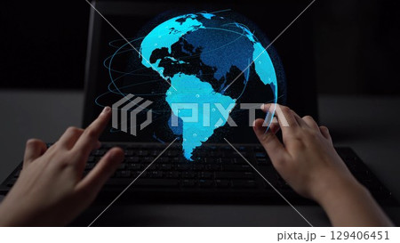 Global network connection visualization showing data exchange Thunk Global network connection visualization showing data exchange Thunk 129406451
