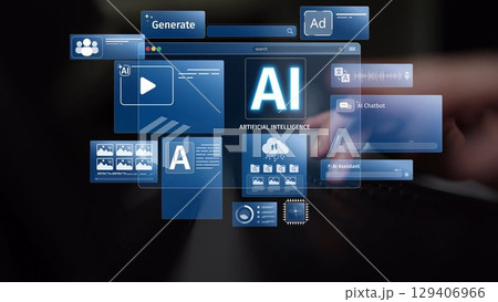AI Brain Processing Data with Generative Artificial Intelligence Concept Muxer 129406966