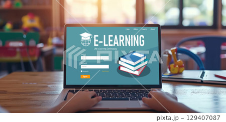 E-learning website with brisk sofware for...のイラスト素材 [129407087] - PIXTA
