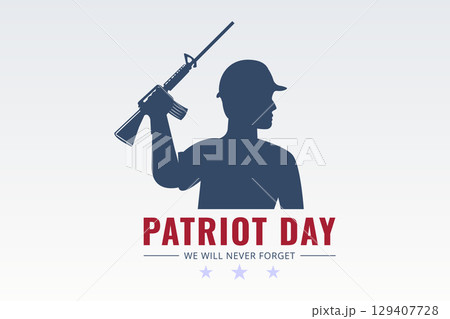 patriot day soldier silhouette holding rifle 129407728