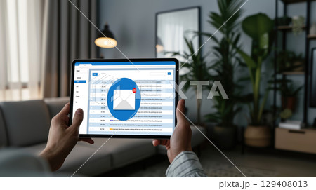 Email notification message showing on computer screen brisk 129408013