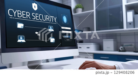 Cyber security system on computer screen protect private information brisk Cyber security system on computer screen protect private information brisk 129408206