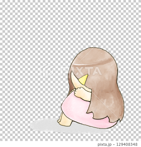 辛くてうずくまる女の子のイラスト 辛くてうずくまる女の子のイラスト 129408348
