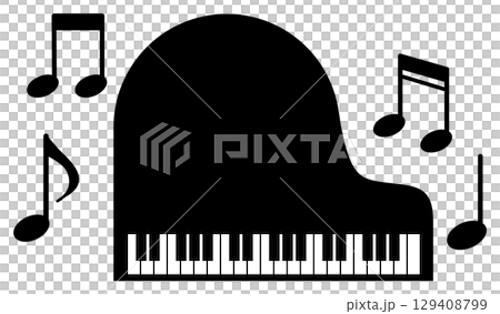 ピアノで音楽を奏でる楽器のイラスト ピアノで音楽を奏でる楽器のイラスト 129408799