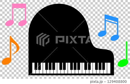 Illustration of an instrument playing music on a piano Illustration of an instrument playing music on a piano 129408800