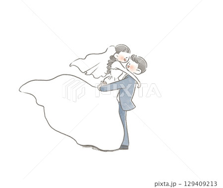 手描きのほんわか結婚式イラスト 129409213