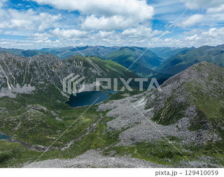 Aerial view of beautiful high altitude mountain landscape 129410059