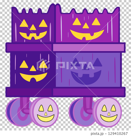 Purple jack-o'-lantern trolley icon 129410267