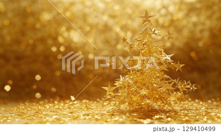 golden star christmas tree 129410499
