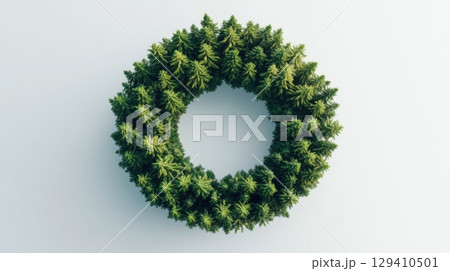 evergreen wreath of fir trees circular forest evergreen wreath of fir trees circular forest 129410501
