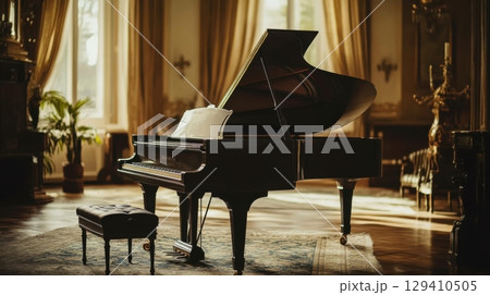 grand piano in luxurious interior 129410505
