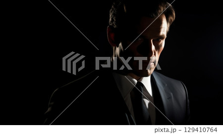 mysterious businessman portrait 129410764