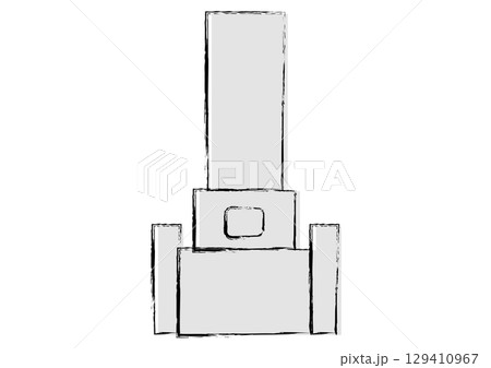 モノクロの手描き風のシンプルな日本の墓石 129410967