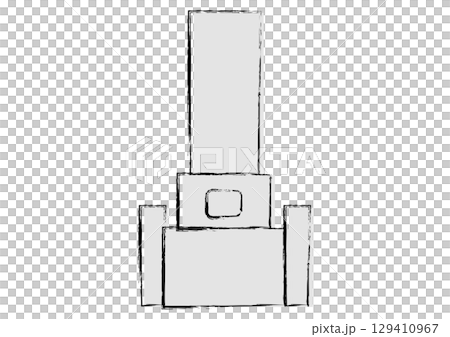 モノクロの手描き風のシンプルな日本の墓石 129410967