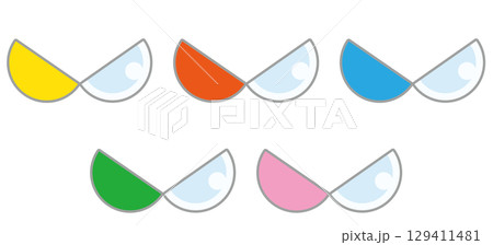 5色の半透明カプセルおもちゃのイラスト 129411481