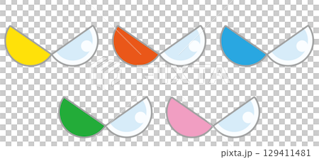 5色の半透明カプセルおもちゃのイラスト 129411481