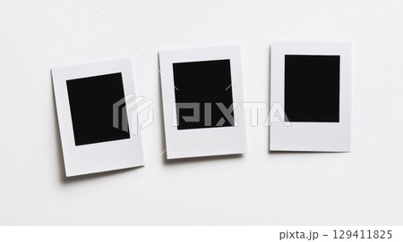 three blank polaroid frames on white background three blank polaroid frames on white background 129411825