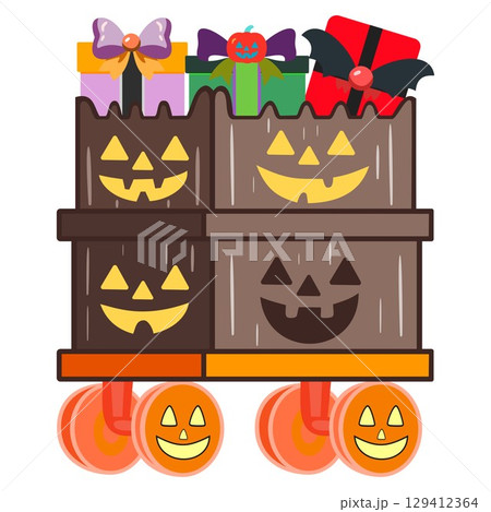 ジャック・オー・ランタンワゴンとハロウィンギフト – 秋スタイルアイコン ジャック・オー・ランタンワゴンとハロウィンギフト – 秋スタイルアイコン 129412364