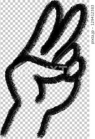 味のある手描きタッチのVサインアイコンイラスト 味のある手描きタッチのVサインアイコンイラスト 129412383