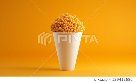 Peanuts closeup healthy protein for snack or flour organic ingredient on cone wrapped container 129412686
