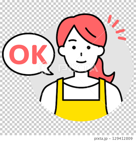 エプロン姿の女性のアイコン（OK） 129412809