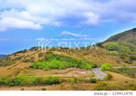 中部地方・伊豆半島・絶景の西伊豆スカイライン、富士山と空の爽快な風景・静岡県伊豆市土肥(5) 中部地方・伊豆半島・絶景の西伊豆スカイライン、富士山と空の爽快な風景・静岡県伊豆市土肥(5) 129412870