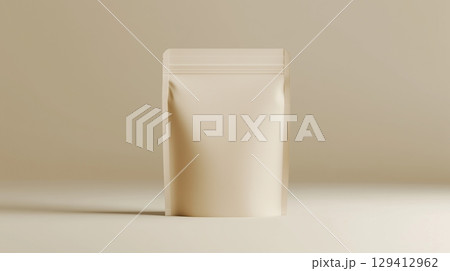 Mockup zipper pouch brown carton standing product packaging on creame background 129412962