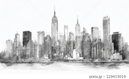 ニューヨークの街並みスケッチ 129413019