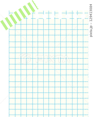 手書きイラスト風のかわいいメモ帳フレームセット|方眼、文房具、テープ 手書きイラスト風のかわいいメモ帳フレームセット|方眼、文房具、テープ 129413084