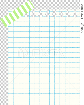 手書きイラスト風のかわいいメモ帳フレームセット|方眼、文房具、テープ 手書きイラスト風のかわいいメモ帳フレームセット|方眼、文房具、テープ 129413084