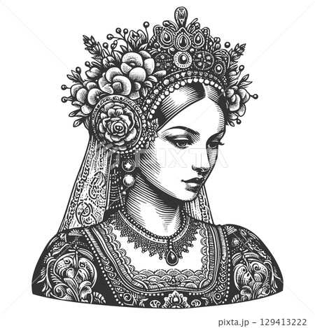Polish princess Regal Woman in Ornate Crown vector Polish princess Regal Woman in Ornate Crown vector 129413222