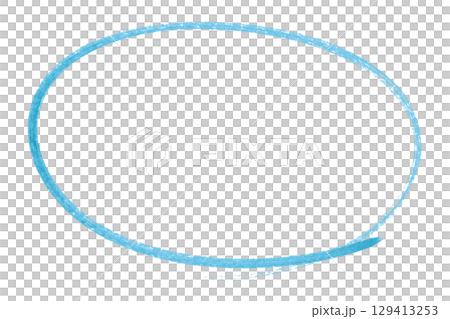 Light blue pencil highlight circle mark isolated on transparent background 129413253