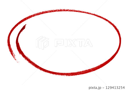 Red pencil highlight circle mark isolated on transparent background Red pencil highlight circle mark isolated on transparent background 129413254