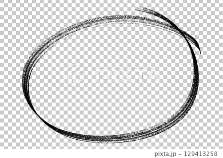 Black pencil highlight circle mark isolated on transparent background 129413258