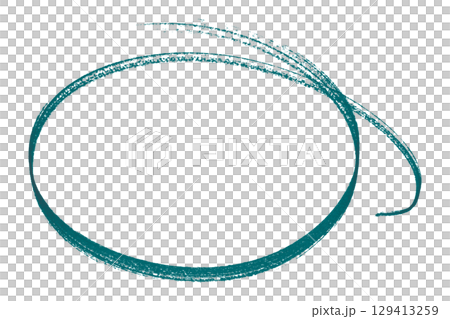 Green pencil highlight circle mark isolated on transparent background 129413259