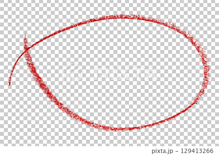 Red pencil highlight circle mark isolated on transparent background 129413266