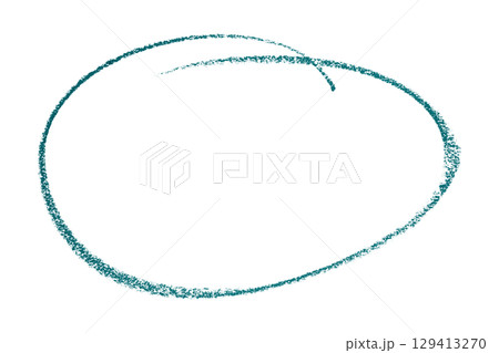 Green pencil highlight circle mark isolated on transparent background 129413270