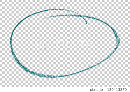Green pencil highlight circle mark isolated on transparent background 129413270