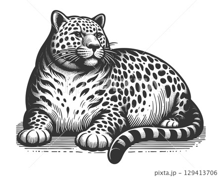 Plump Leopard engraving sketch vector illustration Plump Leopard engraving sketch vector illustration 129413706