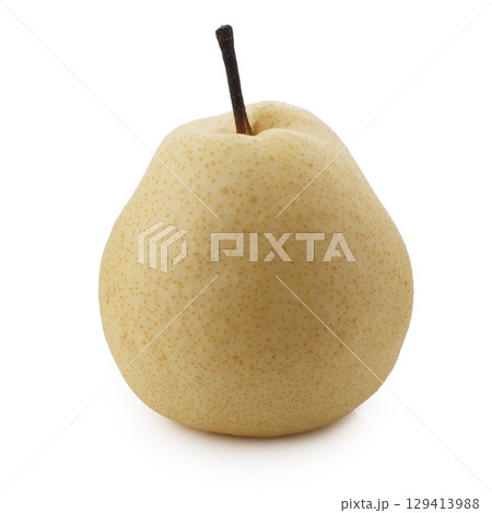 Crisp and Juicy Chinese Pear with Pale Yellow Skin isolated on a white background 129413988