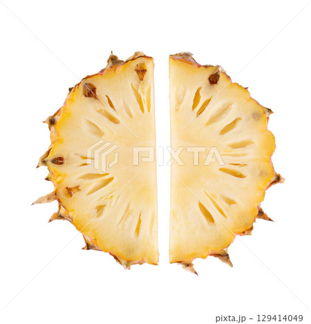 Pineapple slices isolated on a white background 129414049
