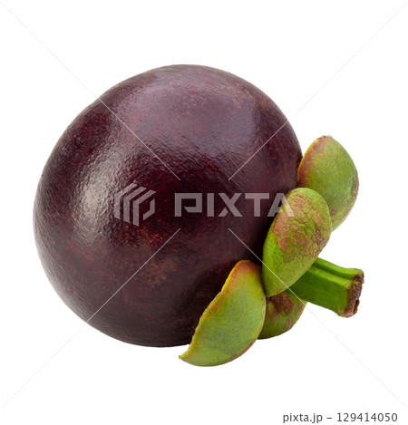 Ripe mangosteen fruit isolated on a white background 129414050
